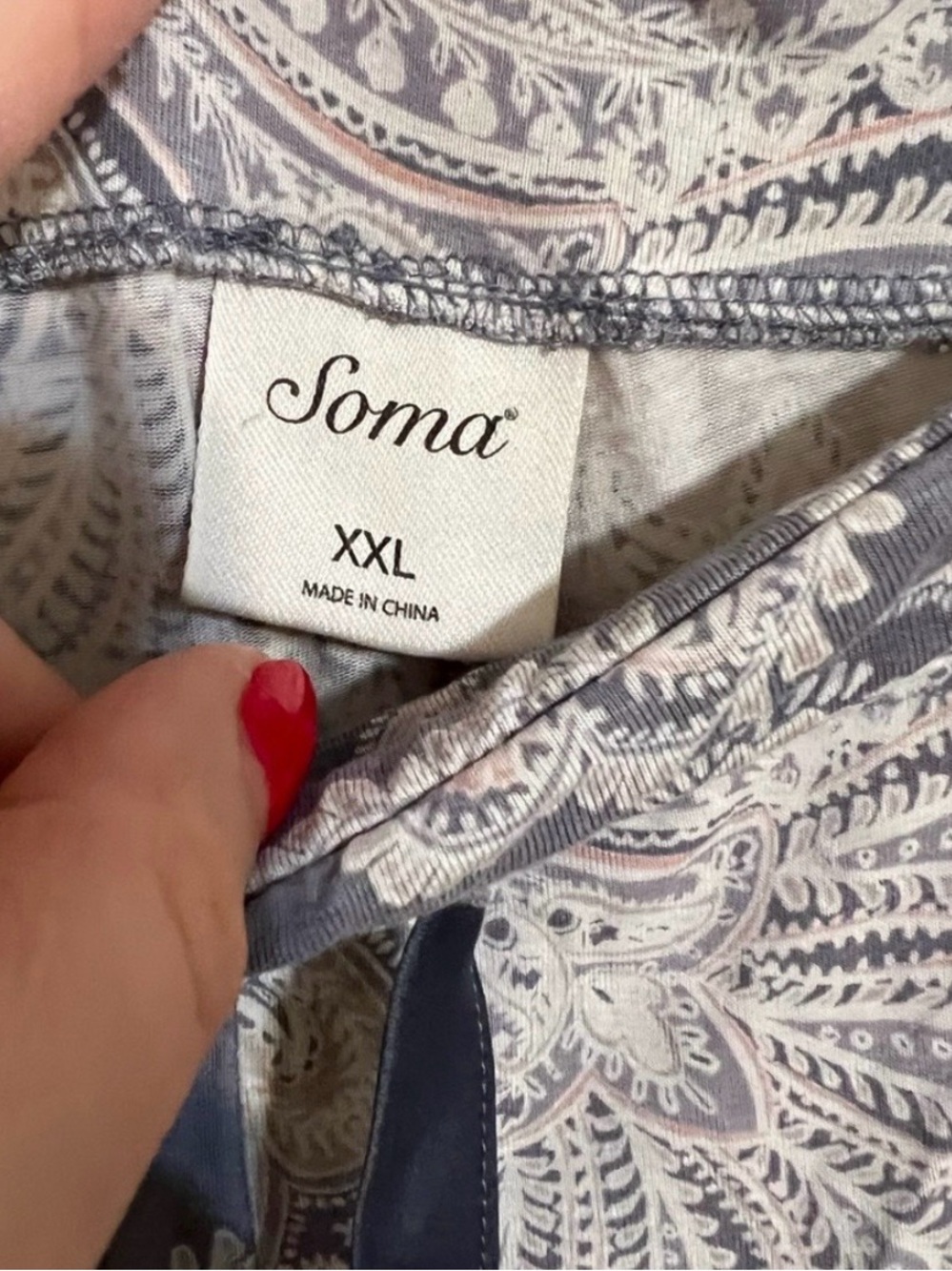 Soma COOL NIGHTS Lace Trim Short Sleeve Notch Collar Pajama Set Paisley Blue XXL - Picture 10 of 10